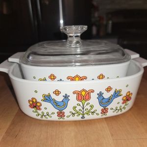 Vintage 1975 "Country Festival Friendship Blue Bird" Corning Ware